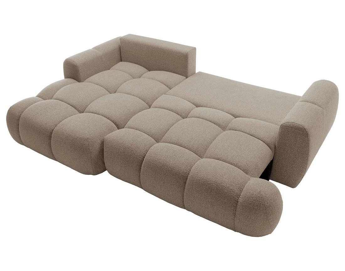 Canapé d'angle gauche convertible 4 places en tissu bouclette marron - YULIN - Best Mobilier - 2