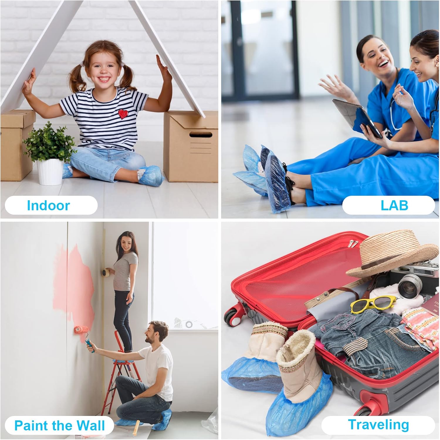 200pcs PE Couvre Chaussure, Couvre-Chaussures Jetables, Jetables en Couvertures de Chaussures Portable, Couvre Chaussures Jetables Piscine Visiteur Lu - 5