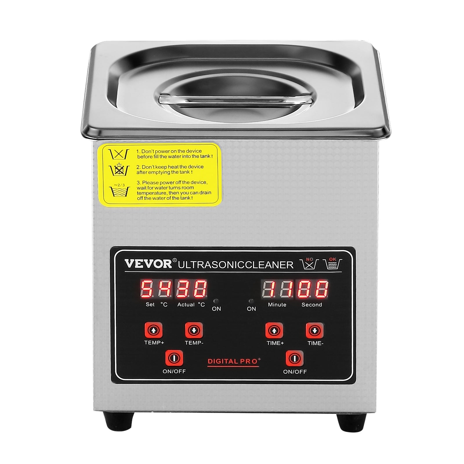 Nettoyeur à Ultrasons VEVOR 1.75L en Acier Inoxydable Bac Ultrasons Numérique avec Chauffage Temps et Température Réglables Appareil de Nettoyage - 9