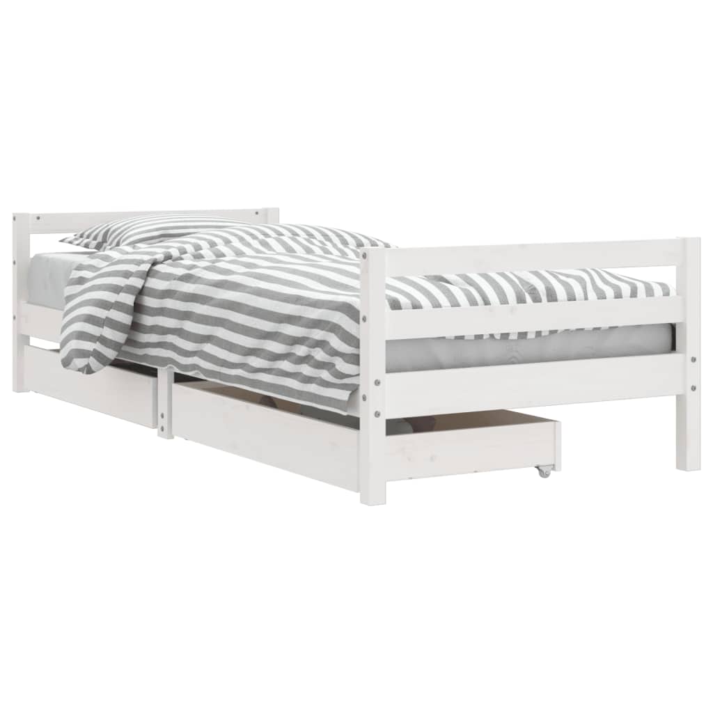 Cadre de lit - DIOCHE - 90x200 cm - Bois de pin massif - Blanc - Avec