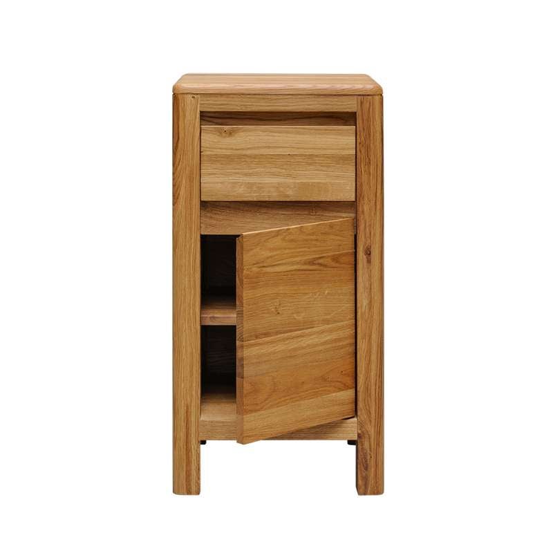 Table de chevet chêne massif avec tiroir et porte pour rangement 30cm JONAS - L 30 x l 30 x H 60 cm - Kayu Meuble - 4