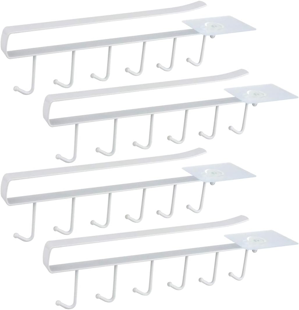 HEIYUET 5 ganci per tazze nere, porta tazze, senza forare, porta tazze sotto l'armadio, tazze ganci sotto armadietto, tazze organizer gancio per appendere bicchieri, utensili da cucina