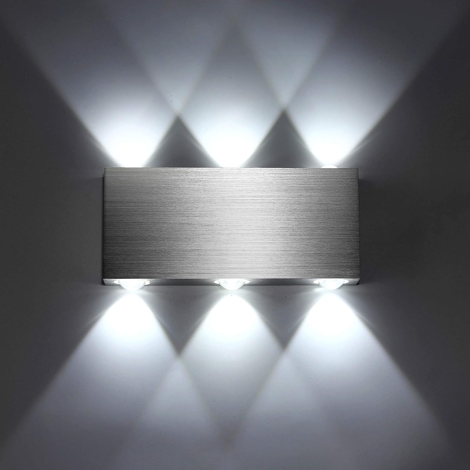Kinkiet LED 6W Wewnętrzny Lampa Ścienna Nowoczesna Kwadratowa Góra Dół Aluminiowa Dekoracja Oświetlenie Światło Białe Zimne