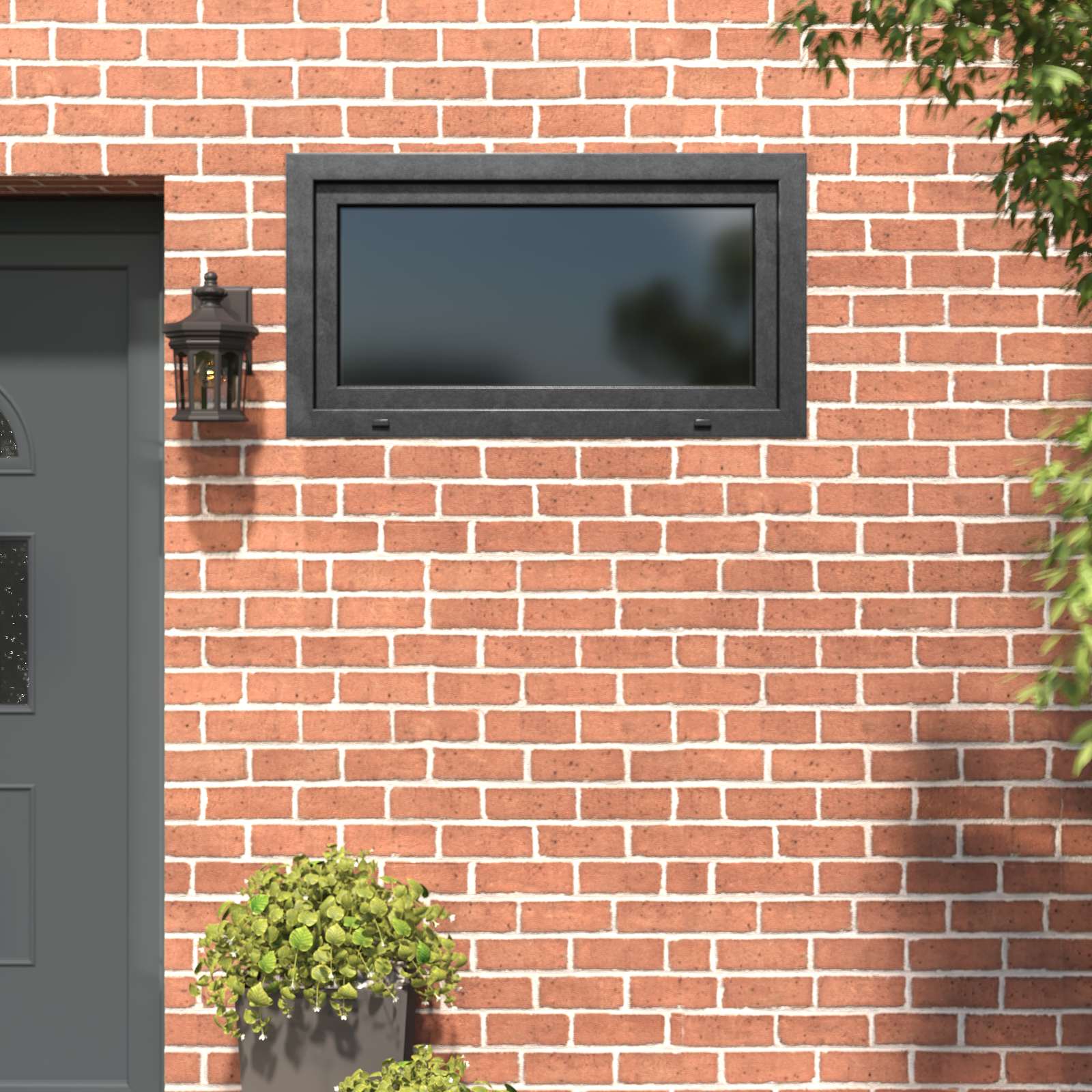 Ventana de sótano risor 110 x 60 cm pvc y vidrio gris antracita