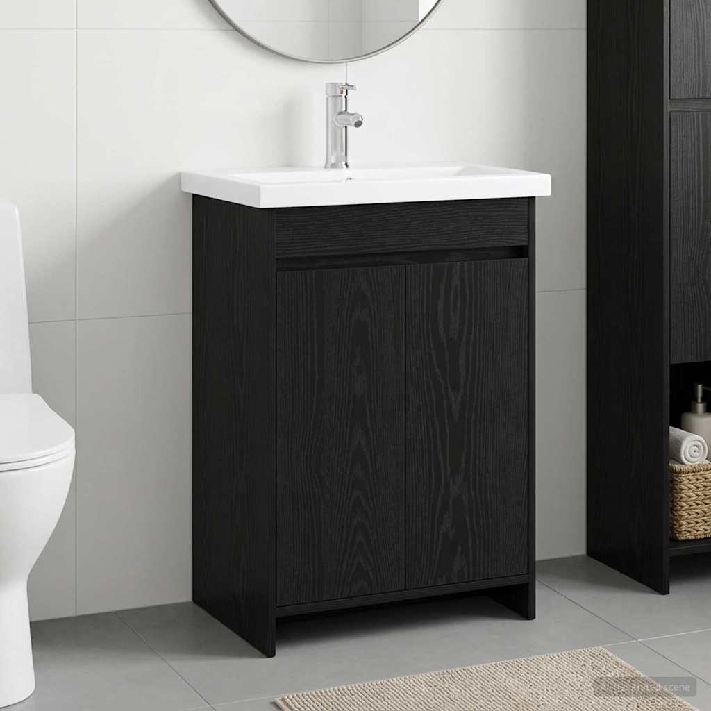 Conjunto de muebles de baño, roble negro, 81 × 40 × 84,5 cm
