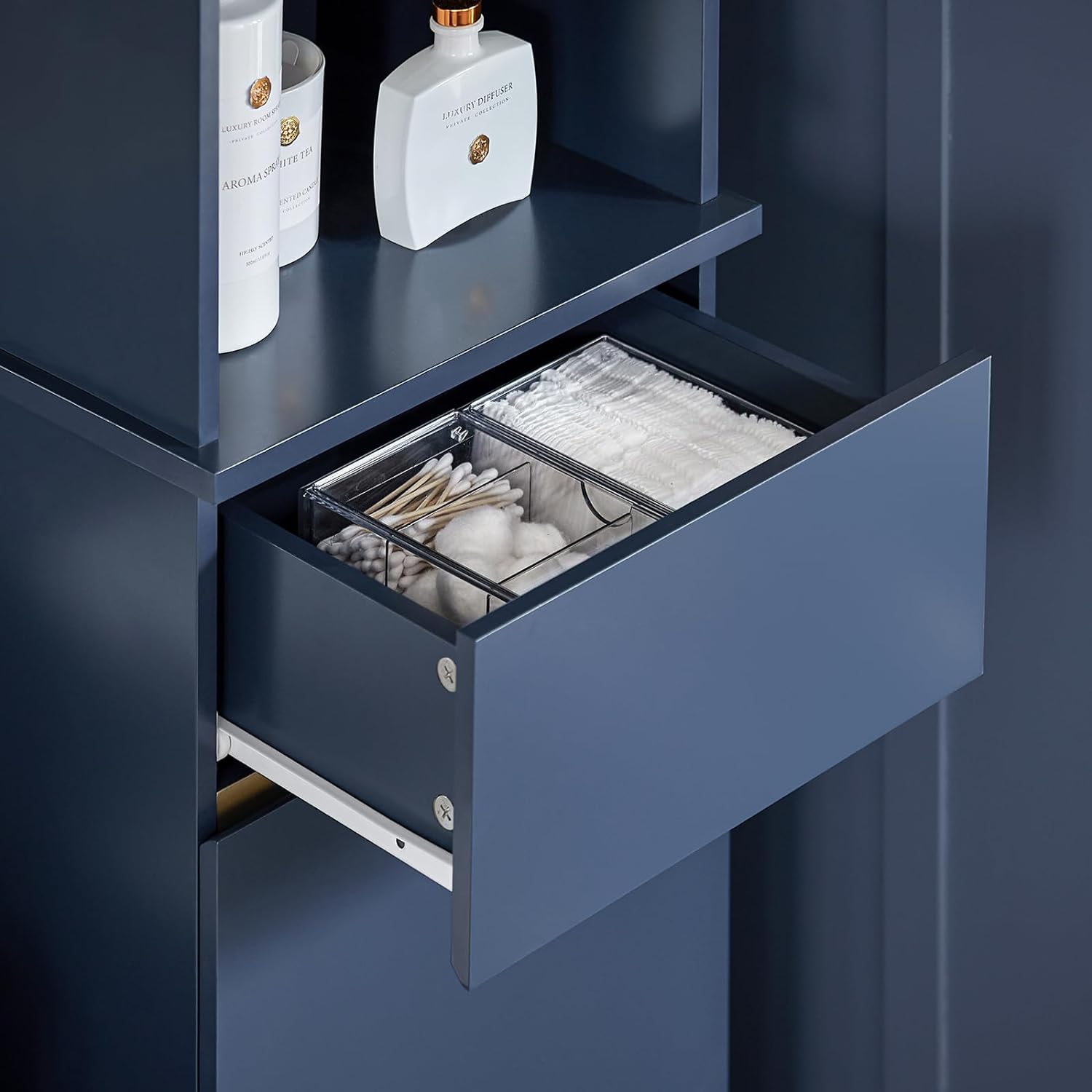 Armario Alto para Baño Columna de Baño Estanterías de Baño con 3 Estantes 1 Puerta y 1 Cajón 35 x 30 x 170 cm BZR112-B SoBuy ES - 4