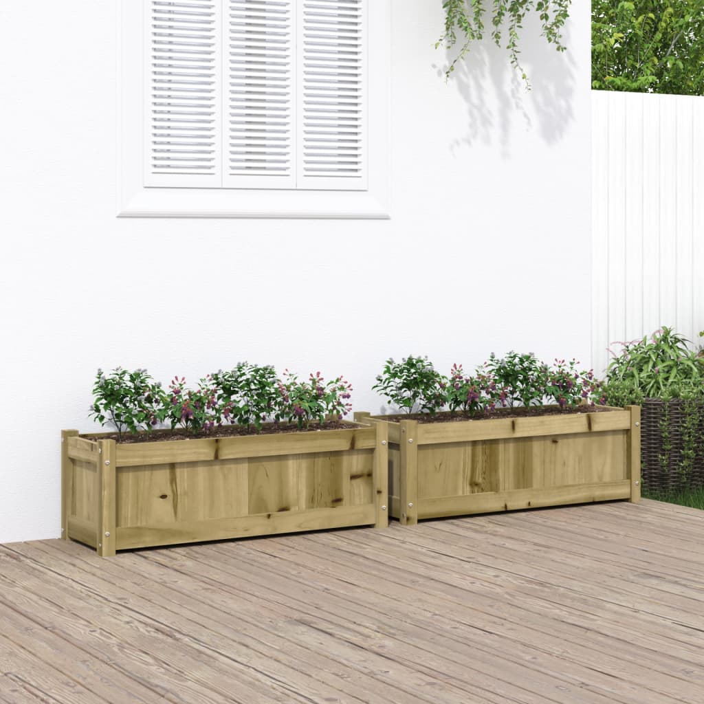 Lot de 2 Jardinières | Bac à fleurs | Pot de fleurs bois de pin imprégné656049 - 2