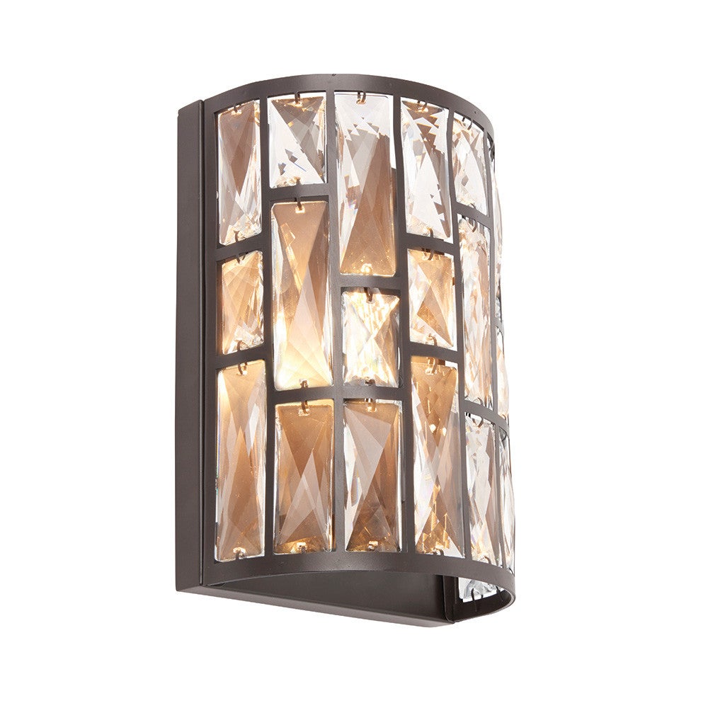 Kinkiet BELLE ciemny brązowy 1xE14x15W kryształ wym:26x19x11cm IP20 Endon