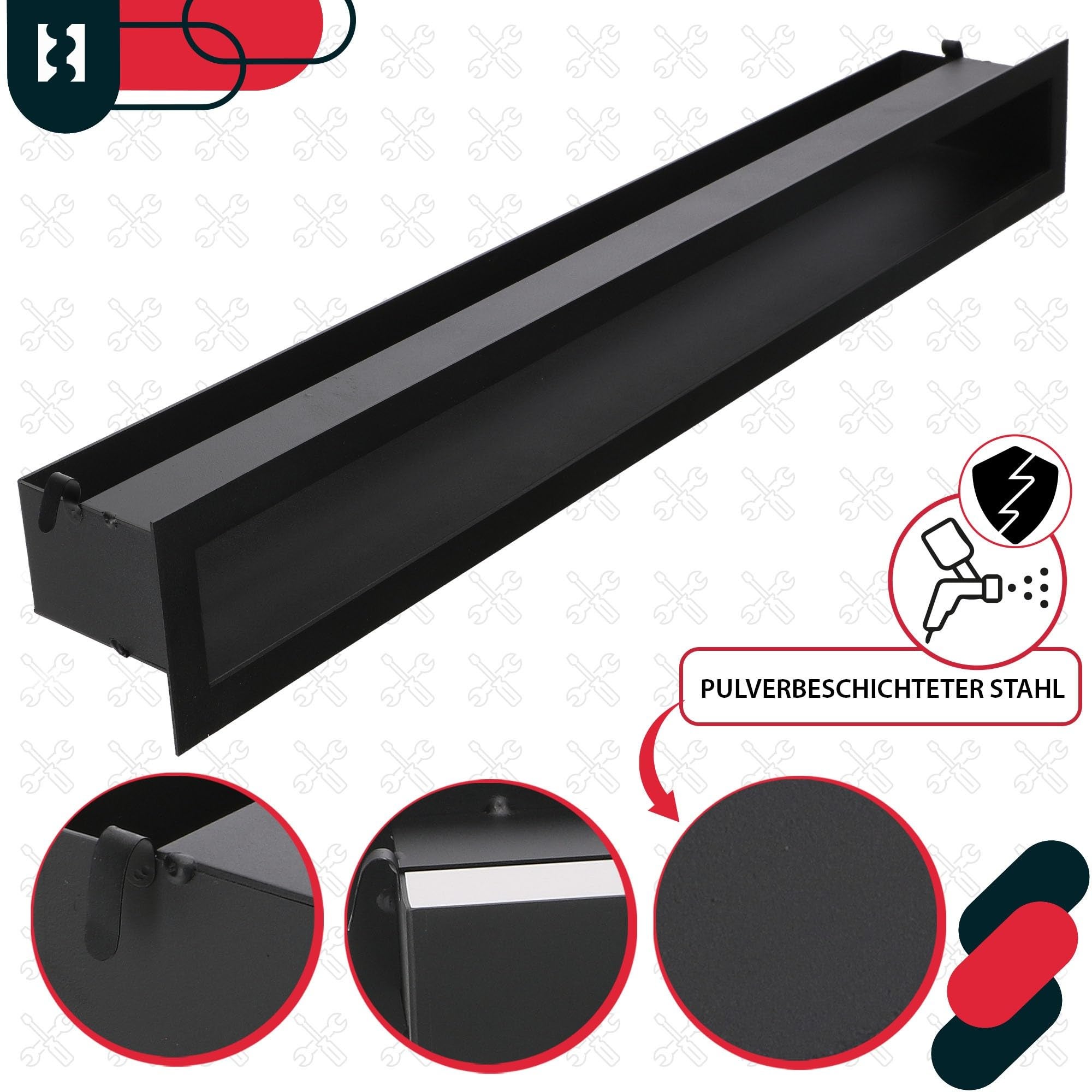 Grille de Ventilation pour Cheminée en Acier 80 cm Noir - Grille Aération - Ventilateur Air Chaud - KOTARBAU - 5