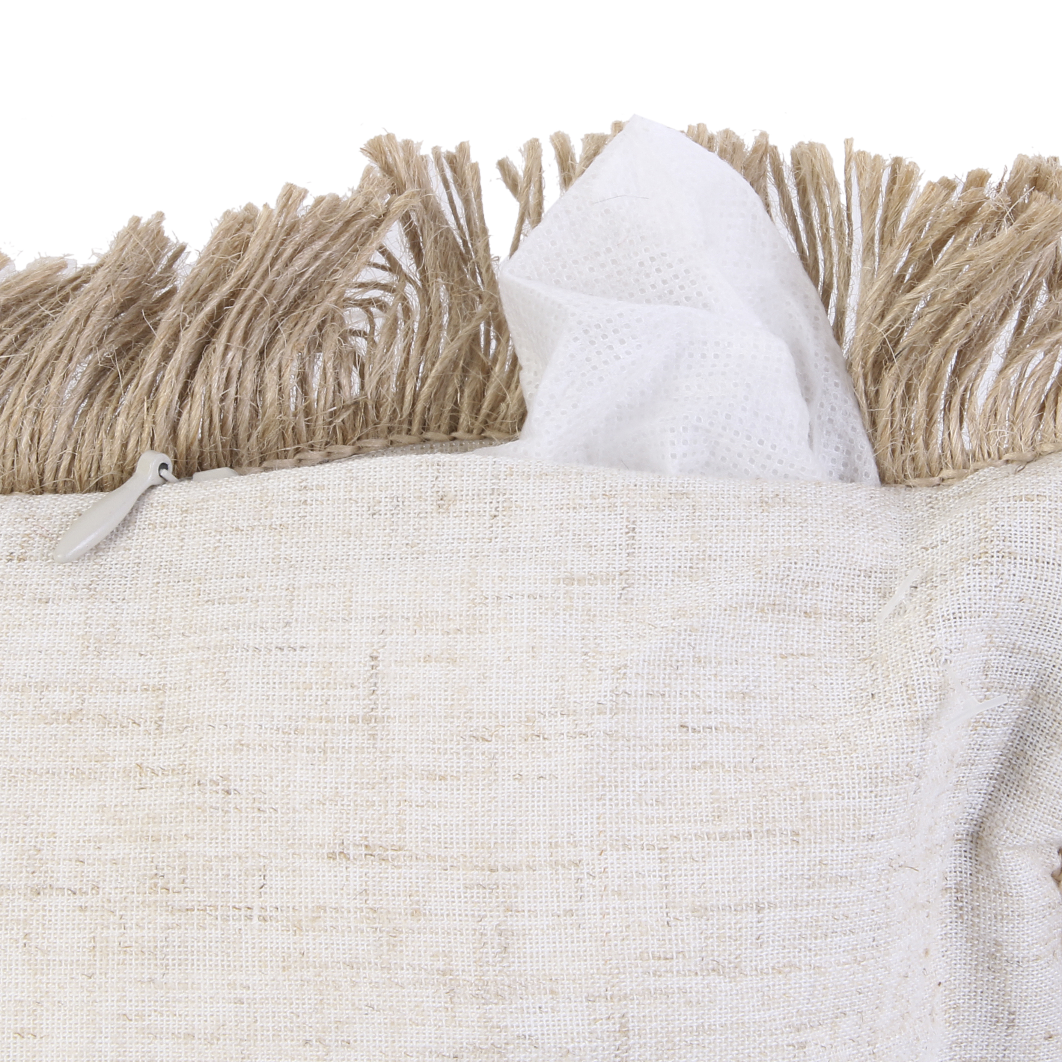 Coussin - Home Deco Factory - Effet Raphia - Beige Et Or - 3