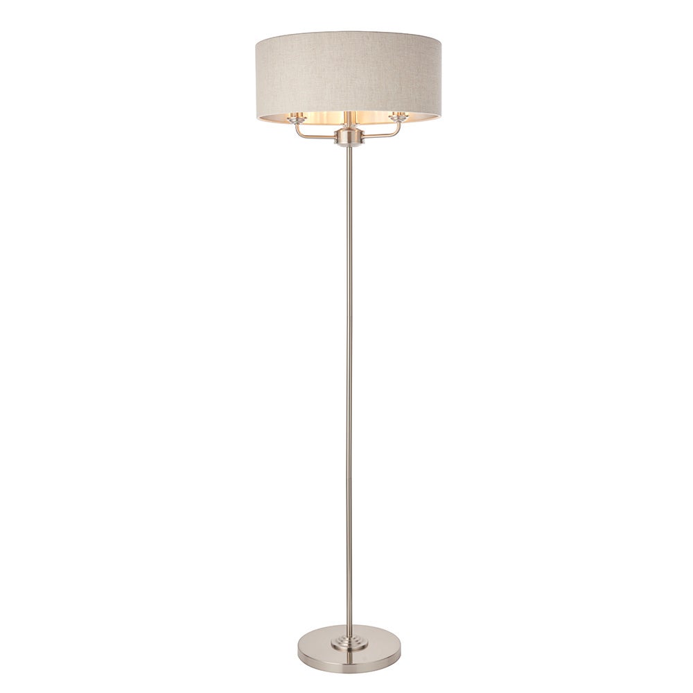 Lampa stojąca z abażurem HIGHCLERE polerowana chromowana 3xE14x40W metal wym:160x47x47cm IP20 Endon