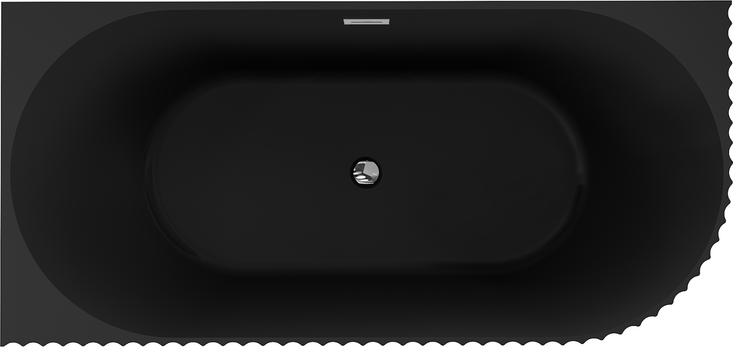 Mexen Gia bañera exenta de esquina acanalada izquierda 170 x 80 cm, negro mate, rebosadero cromo - 52701708071L-01 - 2