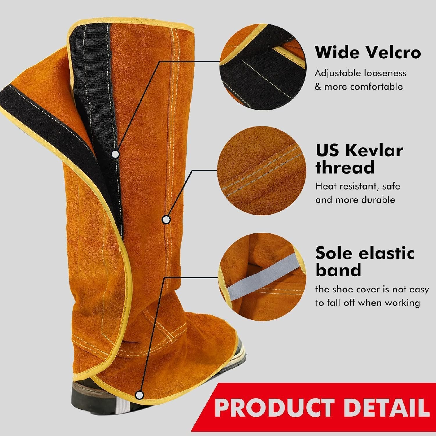 1 paire de couvre-chaussures de sécurité avec bout en acier Universels SLabor avec sangle réglable pour le lieu de travail industriel - 4