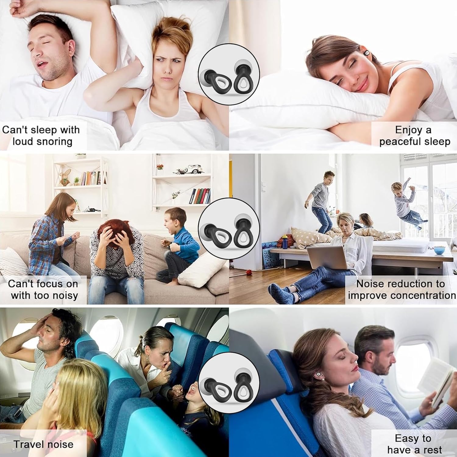 Bouchons d'oreilles Sleep - Bouchons d'oreilles pour dormir - Silicone - 3