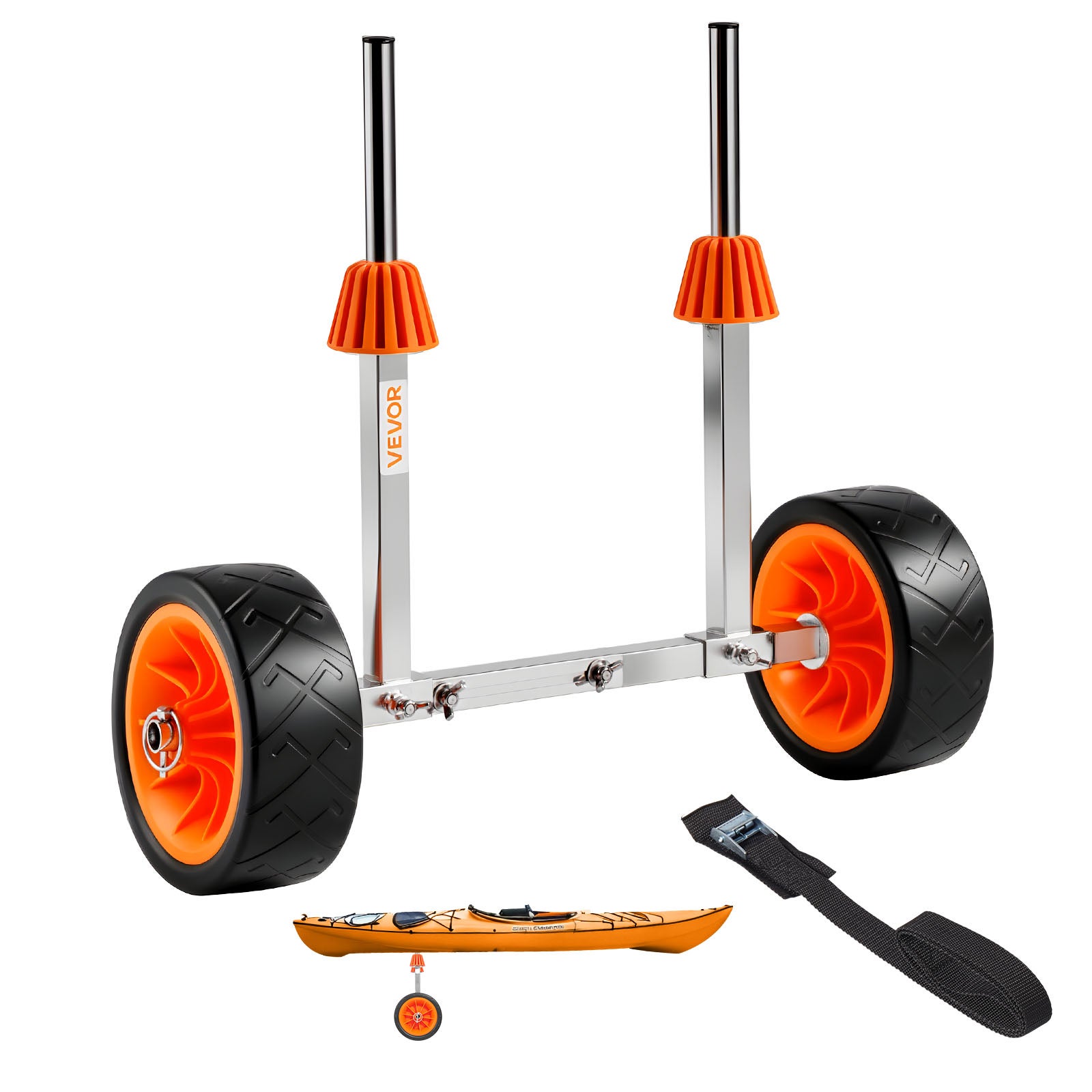 Wózek do kajaków aluminiowy 113 kg VEVOR, koła gumowe 19 cm, pas transportowy