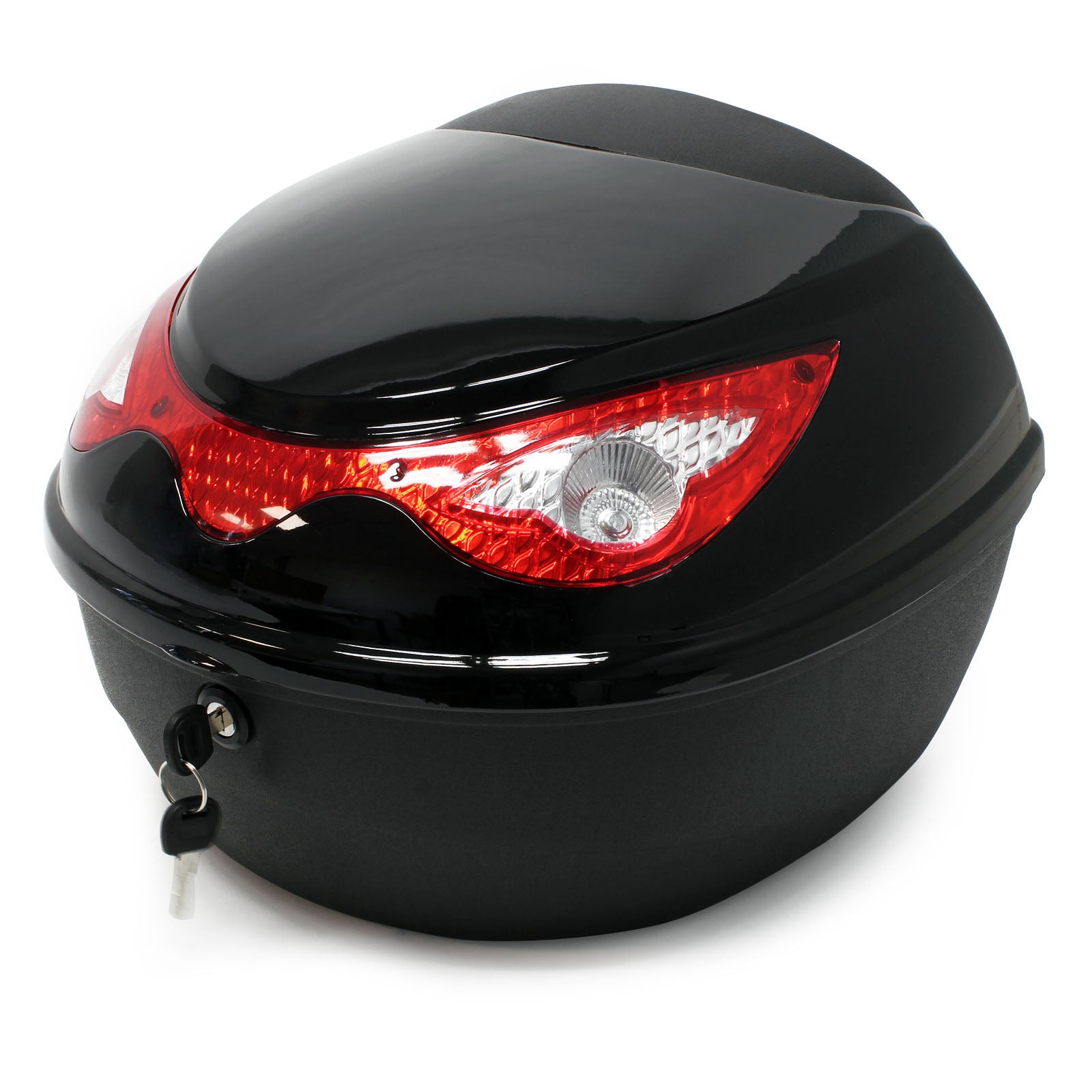 Top Case Moto WilTec 22L Noir - Coffret Rangement - Bande Réfléchissante