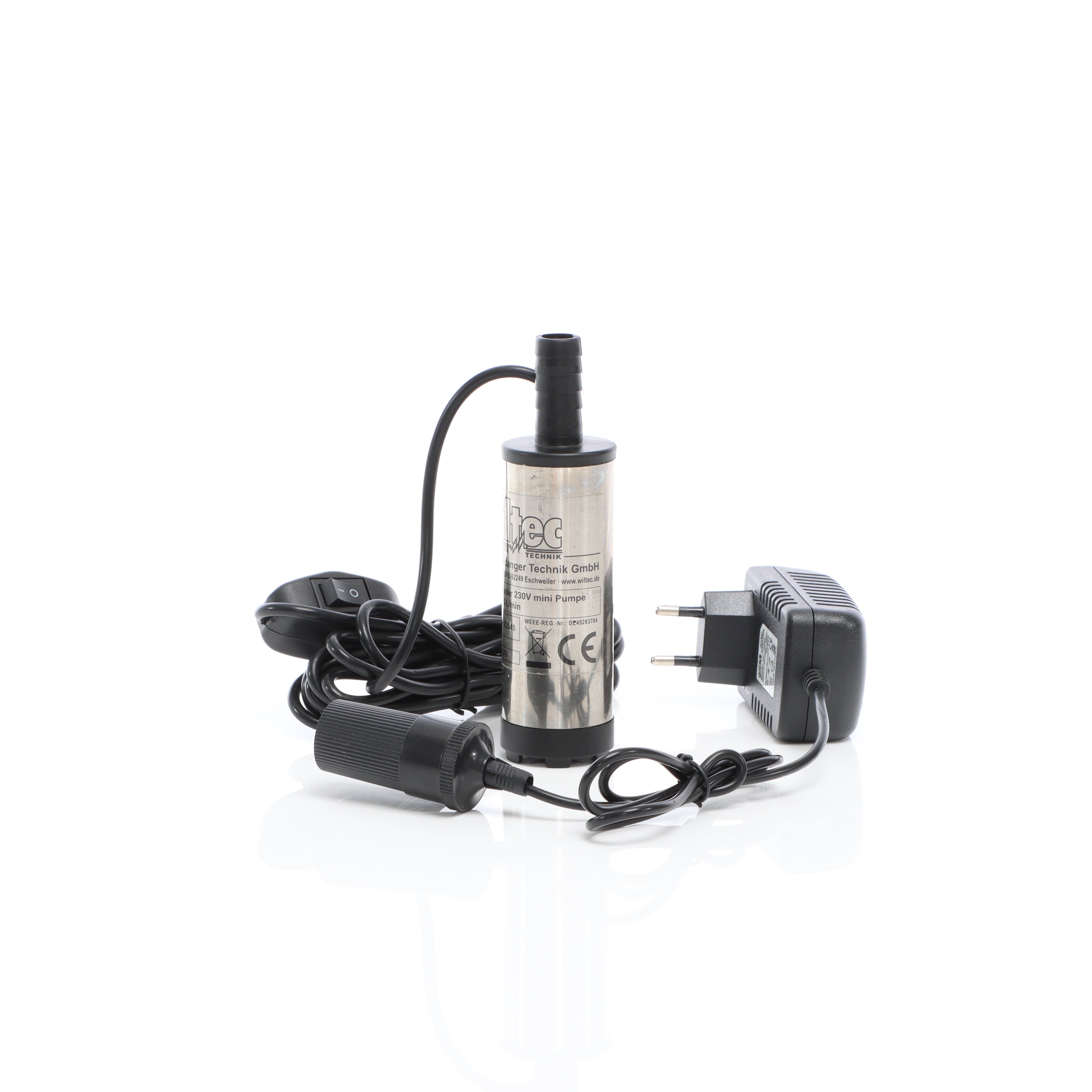 Wiltec Mini Pompe submersible à Eau et Gazole – 12 V / 8700 tr/min / 12 l/min – avec Grille d’aspiration, Bornes de batterie et Interrupteur – Vida... - 5