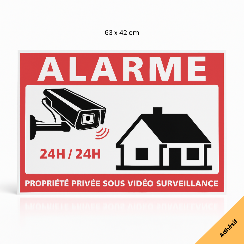 Autocollant alarme maison – Etiquette site sous vidéo surveillance – Stickers, affiche adhesif - Alu 8,5 x 5,5 cm (10
