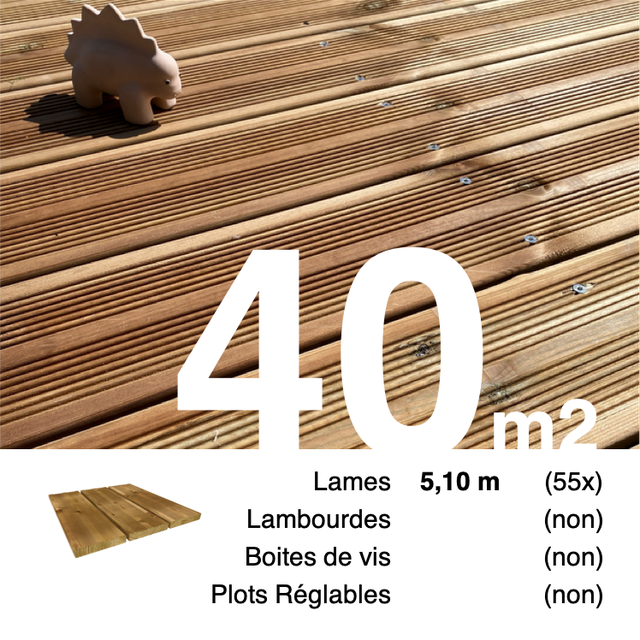 Planches de terrasse Pin autoclave Marron pour 40 m² • Longueur 5,1 m • Livraison gratuite