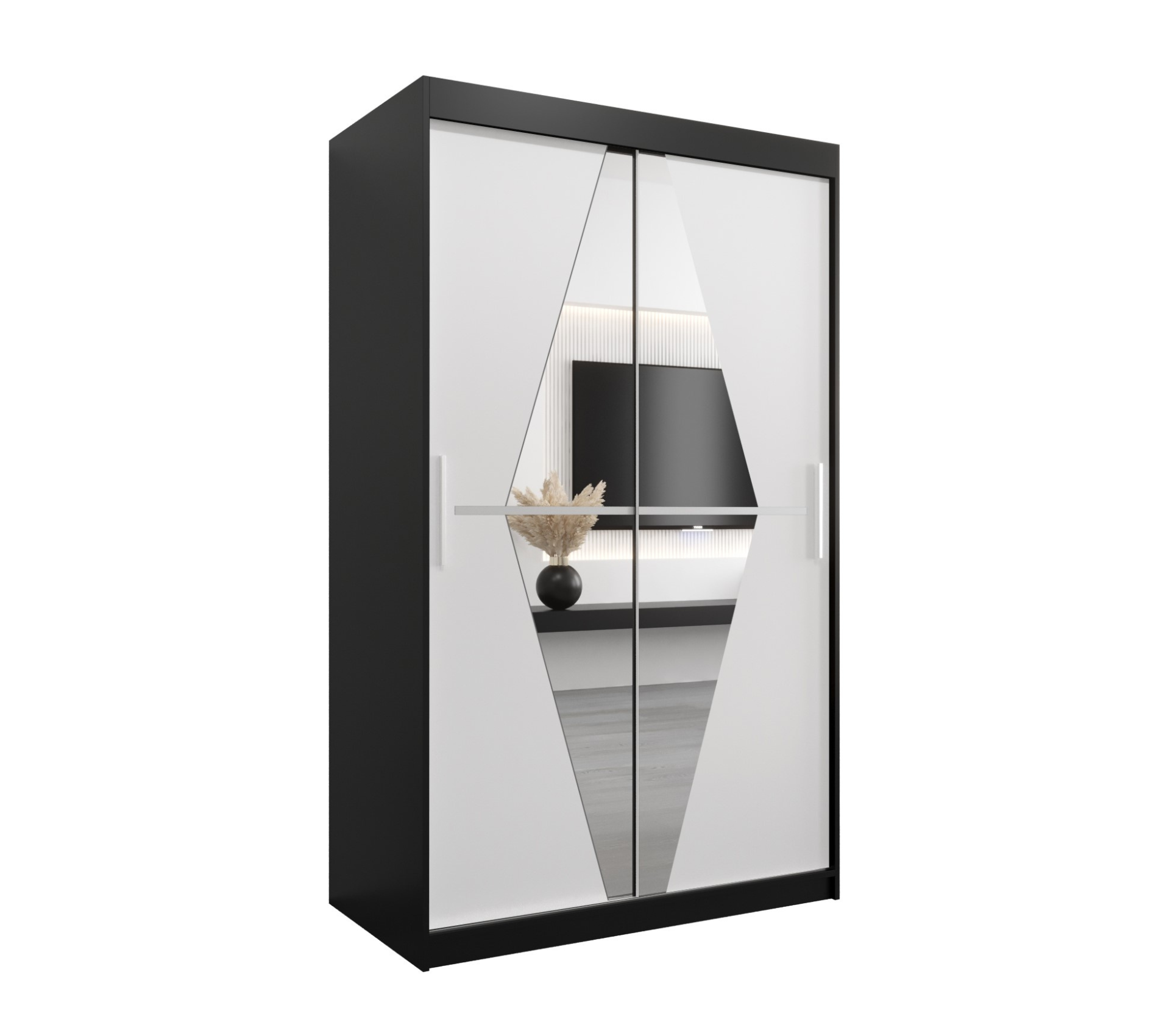 Szafa przesuwna garderoba BOLIWIA 120 x 62 x 200 cm Czarny + Biały - Abiks Meble