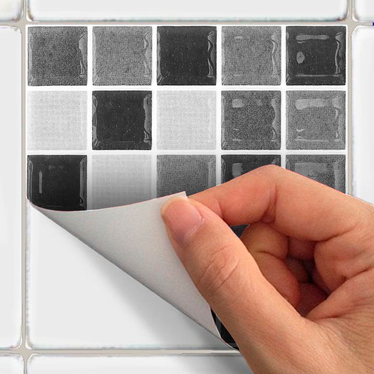 9 adesivo piastrelle azulejos mosaici tonalità di grigio - Sticker adesivo - adesivi murali - 9stickers20x20cm - 4