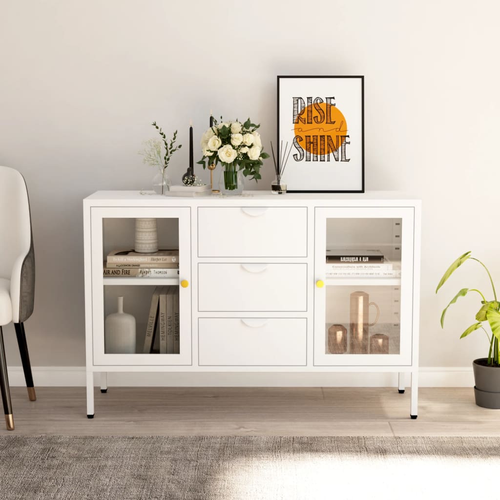 VidaXL Credenza Antracite 75x35x105 Cm – Acciaio E Vetro Con Ripiani Regolabili E Fissaggio A Parete - 6