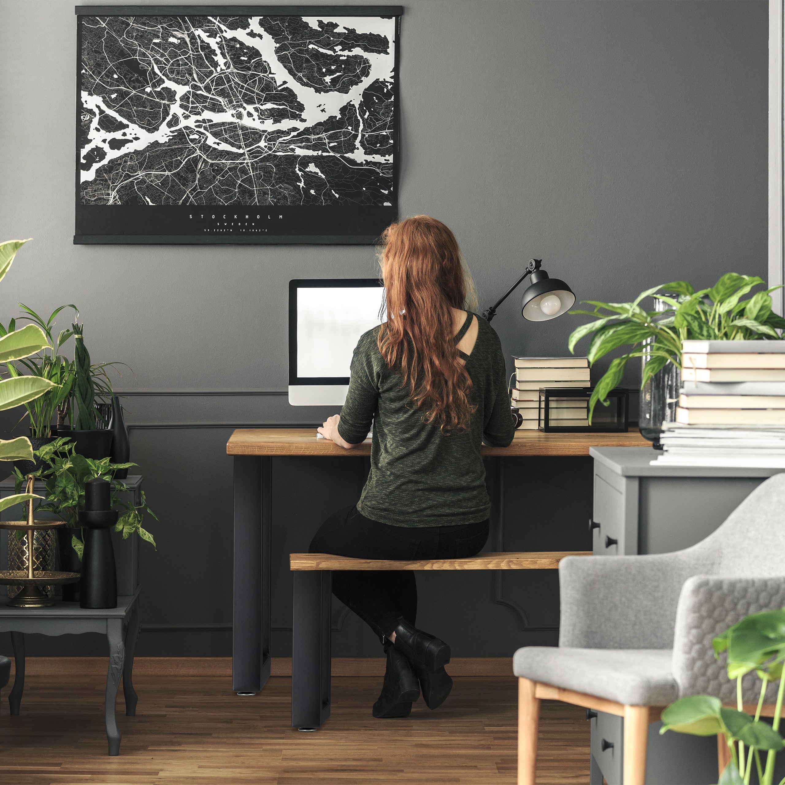 Pieds de table jeu de 2, BxH: 60x72 cm; supports métalliques, table basse, style industriel, noirs, Relaxdays - 3