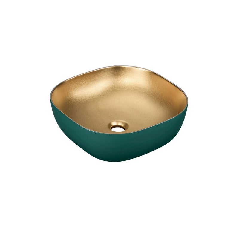 Umywalka nablatowa Uptrend CELIA kwadratowa turkusowo-złoty mat 1 szt.