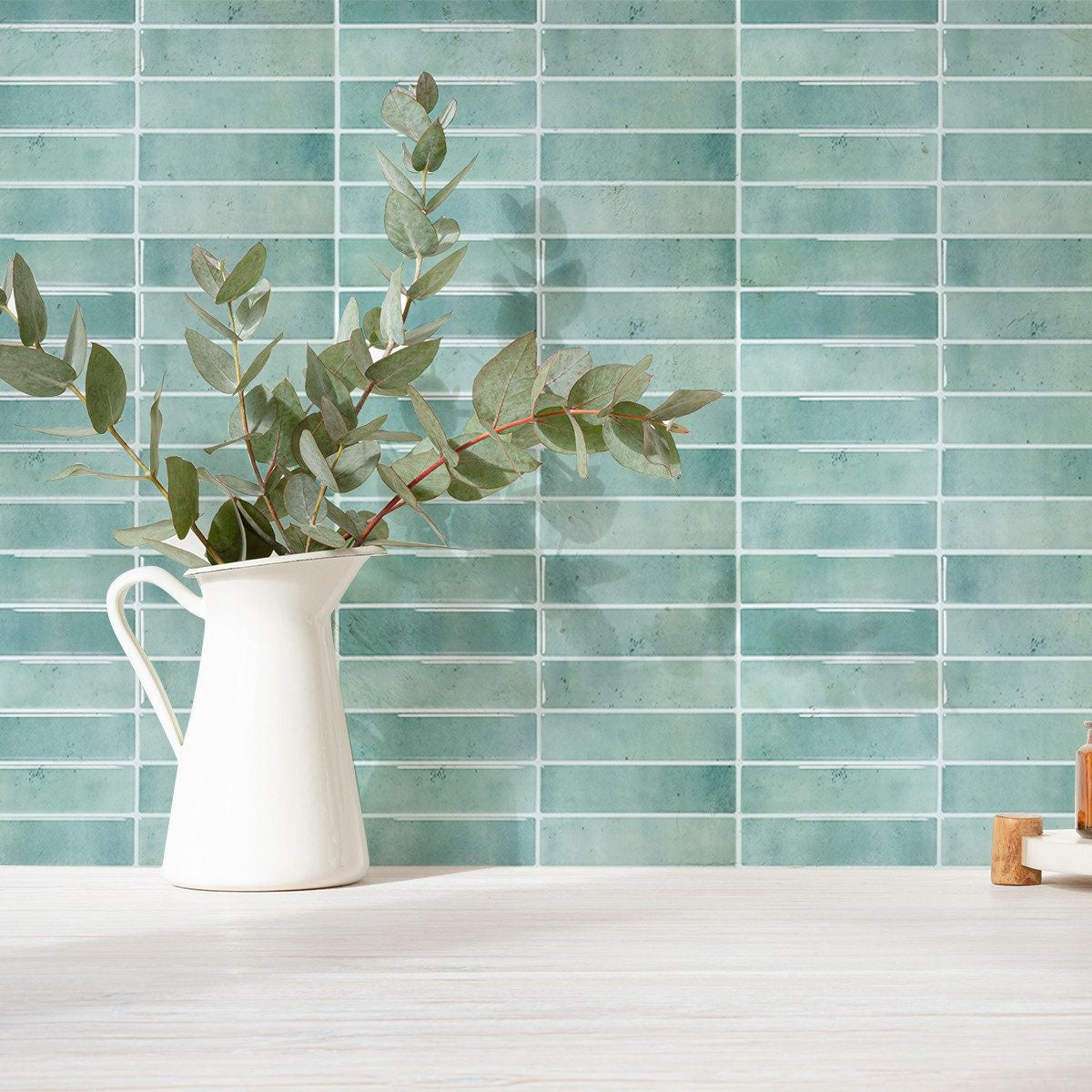 Lot de 10 crédences adhésives pour cuisine, salle de bain, carrelage mural, bleu clair - 3