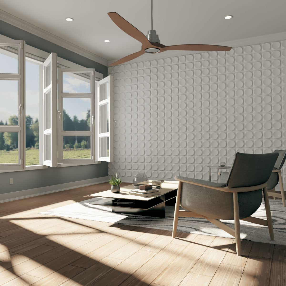 Panneau mural décoratif 3D en PVC, 30 x 30cm, imperméable, facile à installer, idéal pour la décoration murale d'un salon ou d'une chambre (15 pièces) - 3