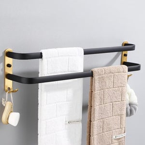 Porte Serviette Salle de Bain Noir, Porte-Serviettes Murale Adhesif