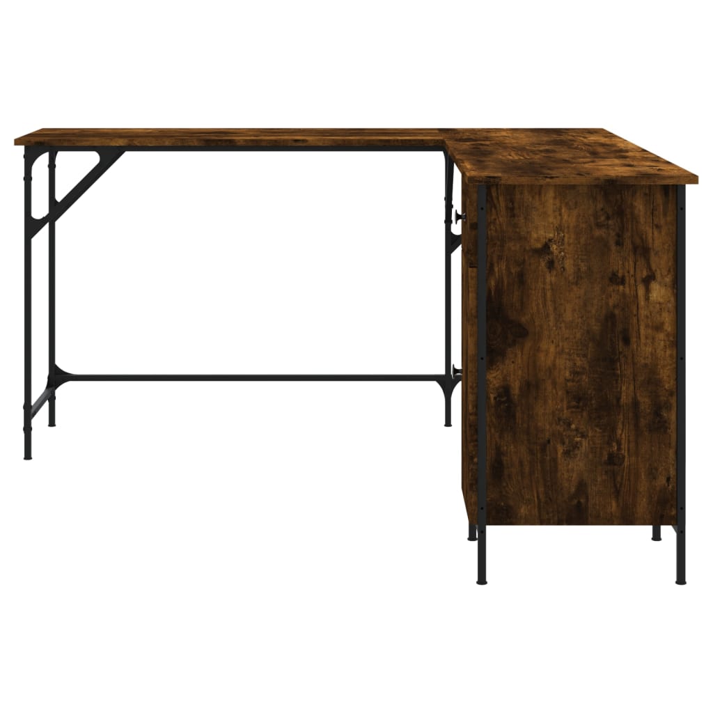 Bureau，Table de travail，Table d'étude chêne fumé 141x141x75 cm bois d'ingénierie CWV38329 - 5