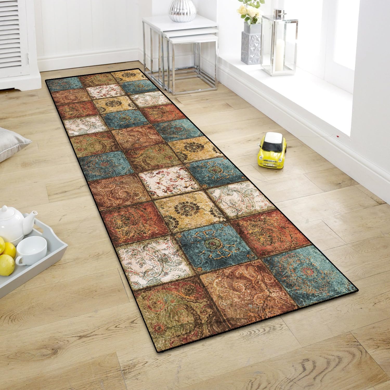 Dywan boho, dywanik do korytarzy i kuchni antypoślizgowy i pralny, używany do korytarzy, pralni, 60×180 cm