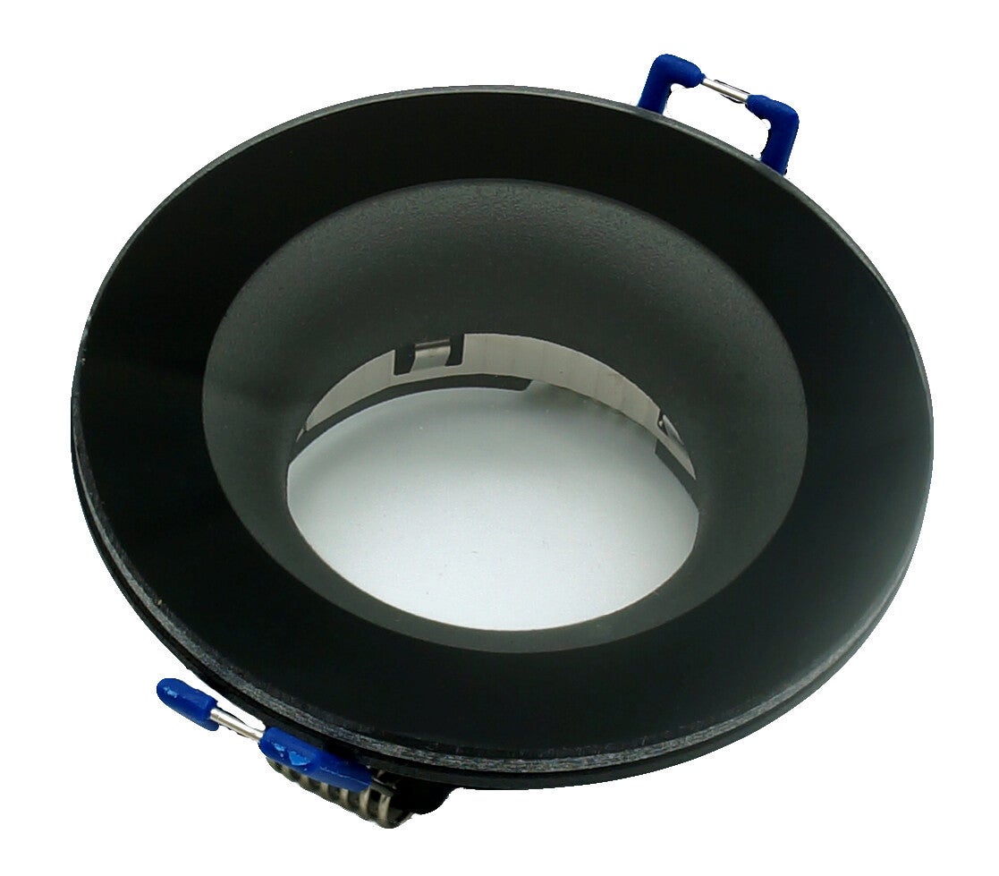 Oprawa sufitowa wpuszczana oczko czarna matowa 1xGU10x10W okrągła IP44 wym: 3,8 x 9 x 9 cm aluminium IdeaLED