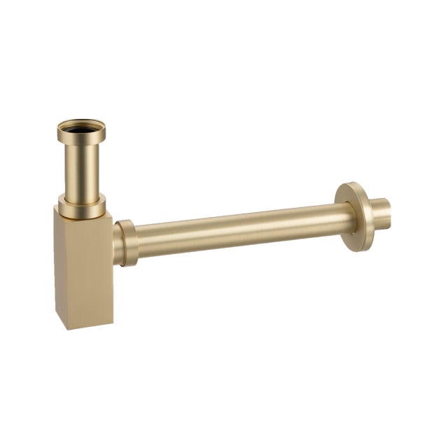 BALNEO - siphon de lavabo carré en laiton doré brossé - siphon de salle de bain moderne