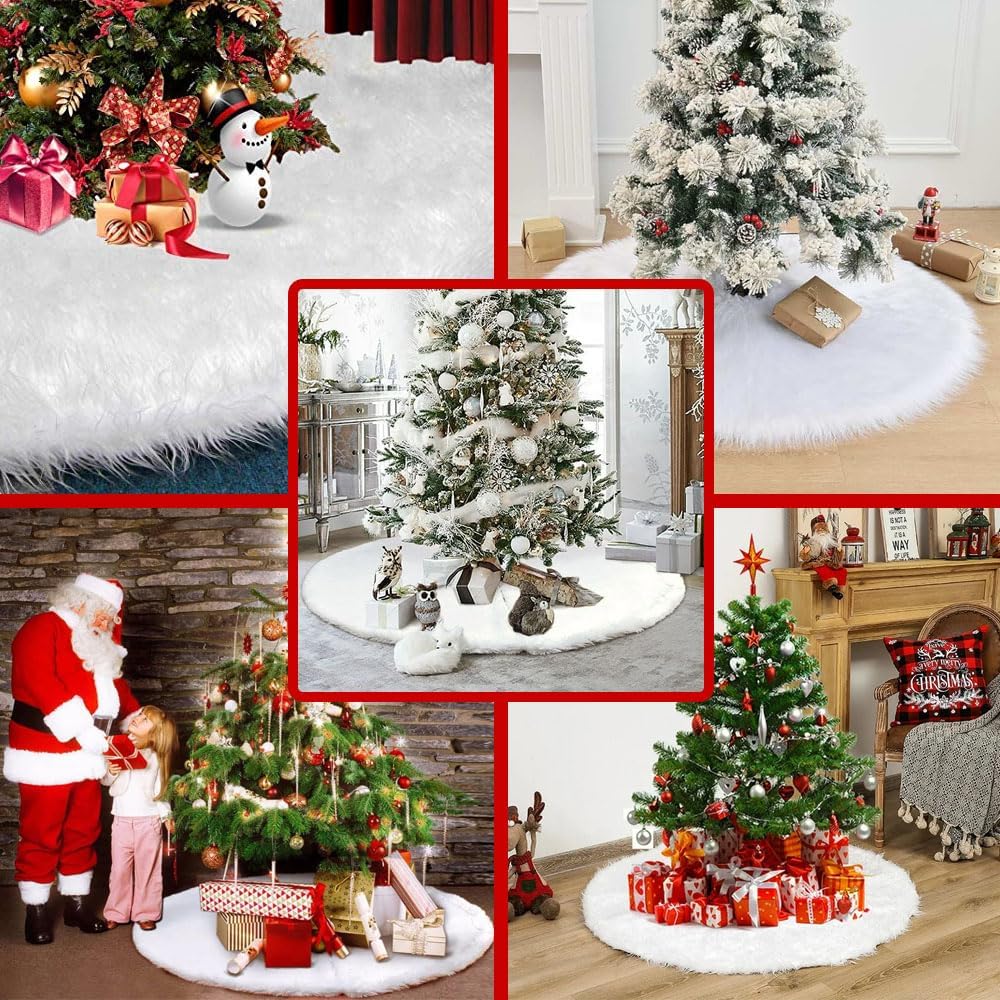 Saia para árvore de Natal, capa decorativa para árvore de Natal, tapete branco para árvore de Natal, diâmetro 150 cm - 6