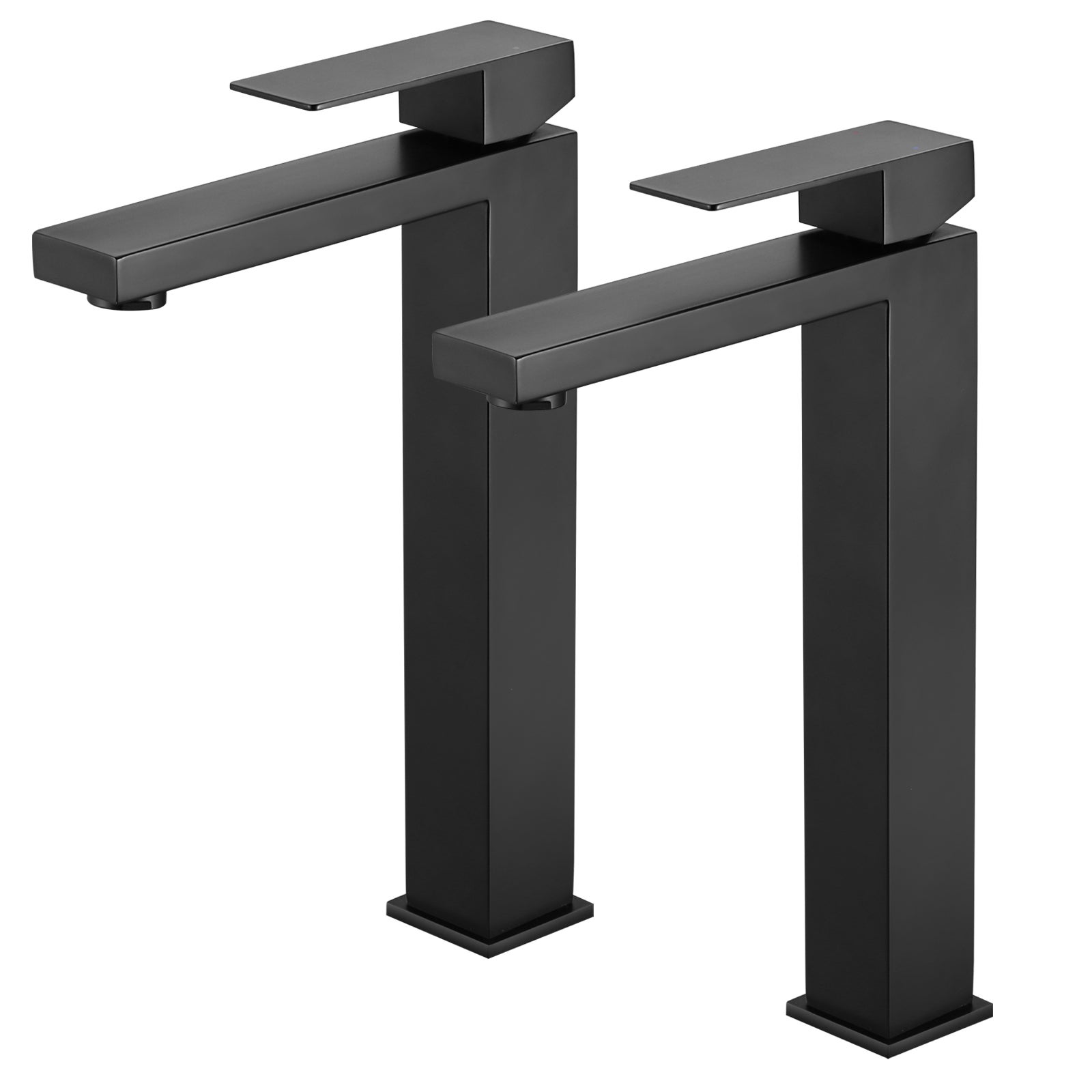 LOVHAUS Zestaw 2 Baterii Umywalkowych Jednouchwytowych Czarnych Matowych Wysokich, Bateria Łazienkowa Umywalkowa Czarna z Wysokim Wylewem 24cm