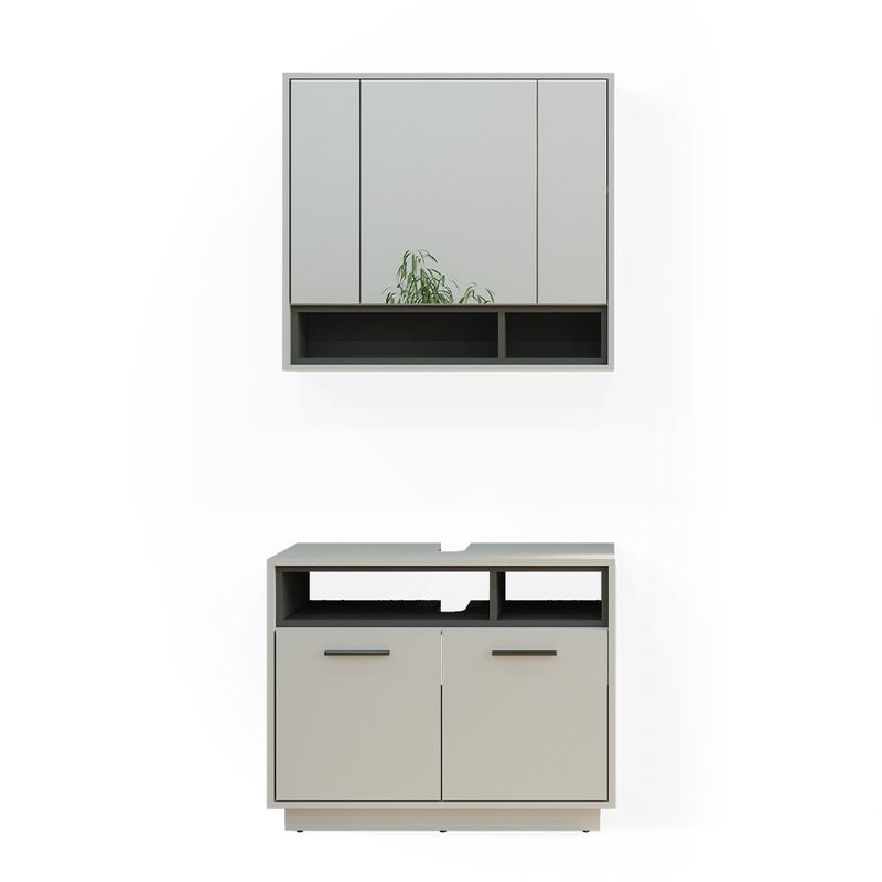 Vicco Zestaw mebli łazienkowych Beatrice, Szary, 2 części
