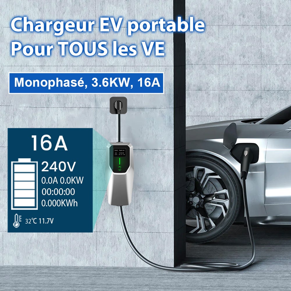 Pied Support Chargeur EV Extérieur – Compatible Tesla Mobile Connector, Station Charge Avec Housse Anti-Pluie