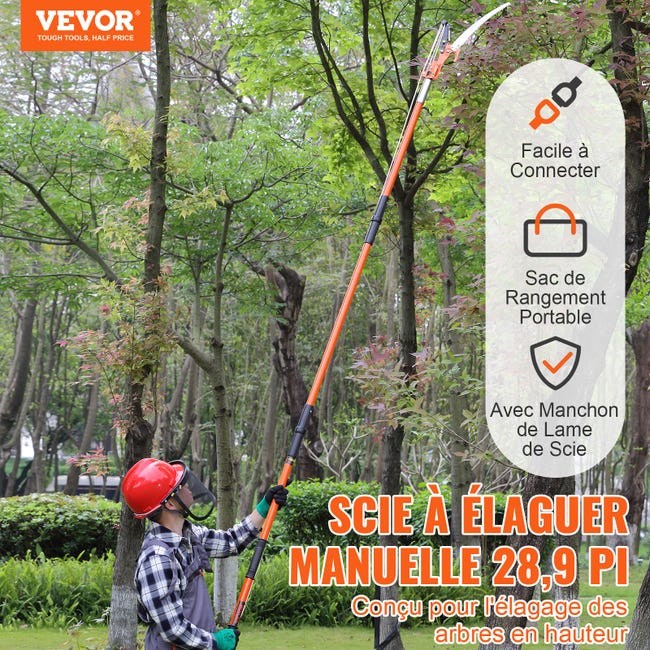 Scie Sur Perche Télescopique 2 à 5m OXEO - Scie à Élaguer Manche Aluminium Légère Lame Acier