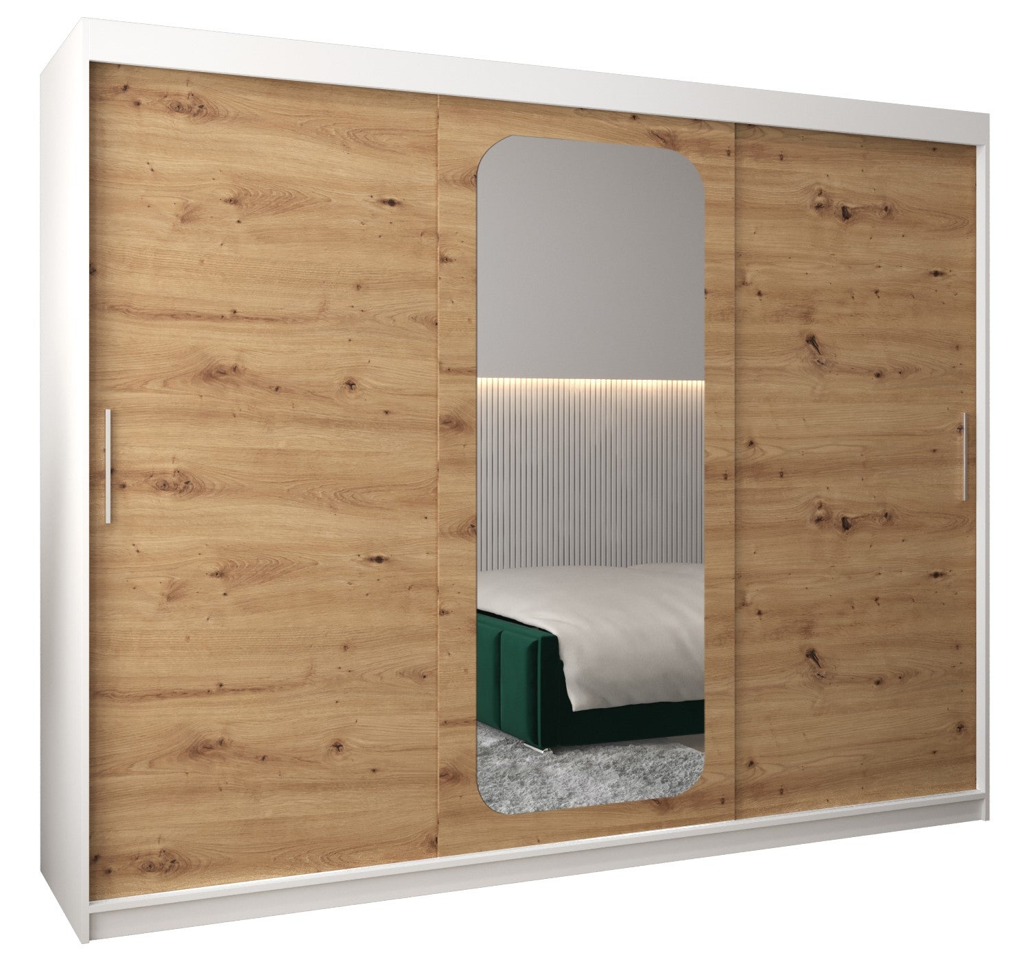Szafa przesuwna garderoba PROMO T2 250 x 62 x 200 cm Biały + Artisan - Abiks Meble