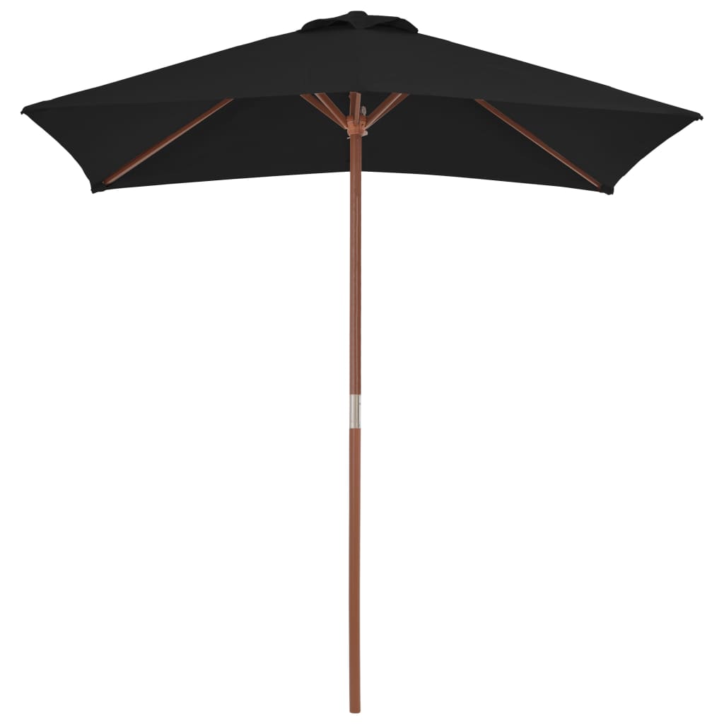 Parasol d'extérieur avec mât en bois Noir 150x200 - 5