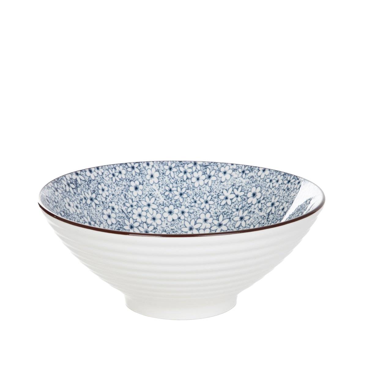 Miska SALADO w kwiaty z brązowym rantem 20,5 cm HOMLA