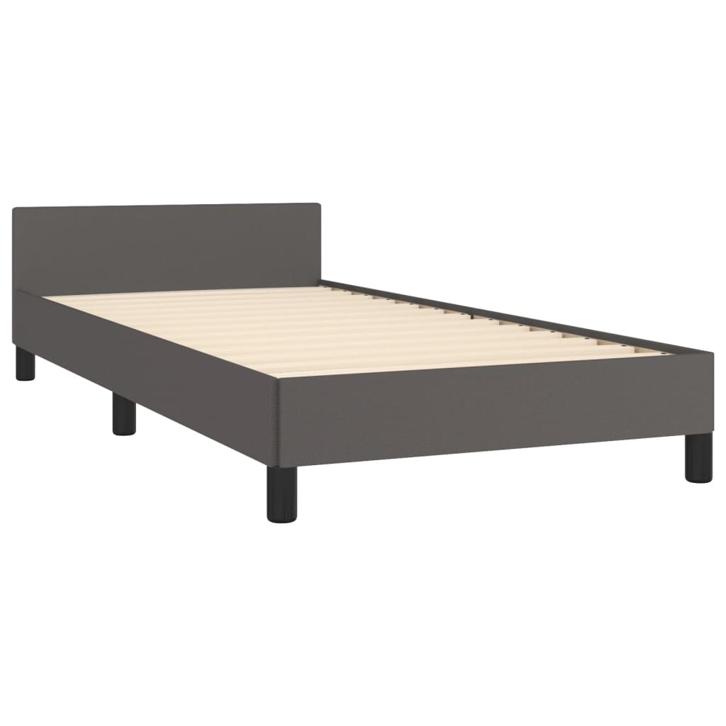 Cadre de lit sans matelas gris 100 x 200 cm similicuir - 5