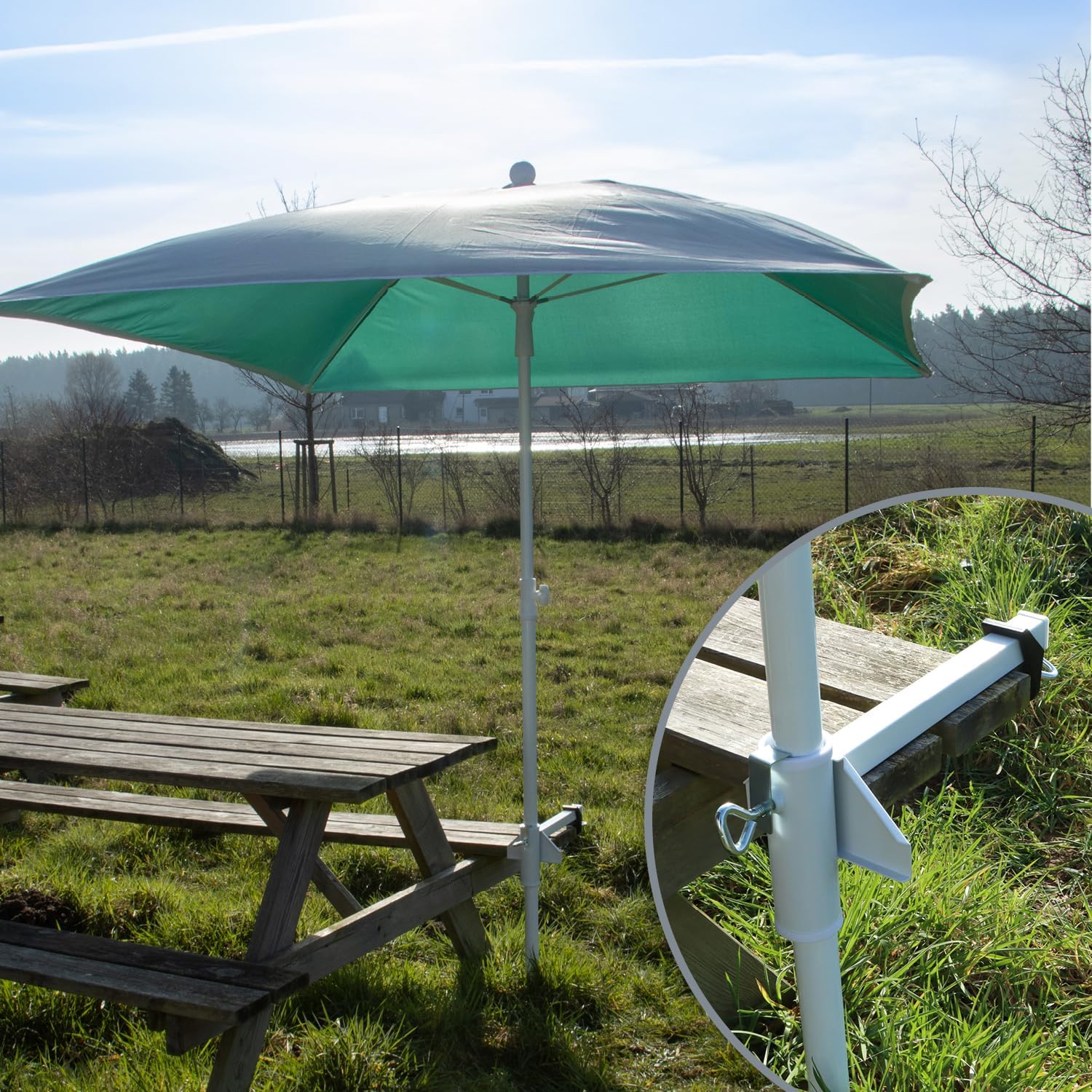 Porte-parapluie en métal - Support de parasol pour balcon - Grand support de parasol pour rambarde de balcon - 4