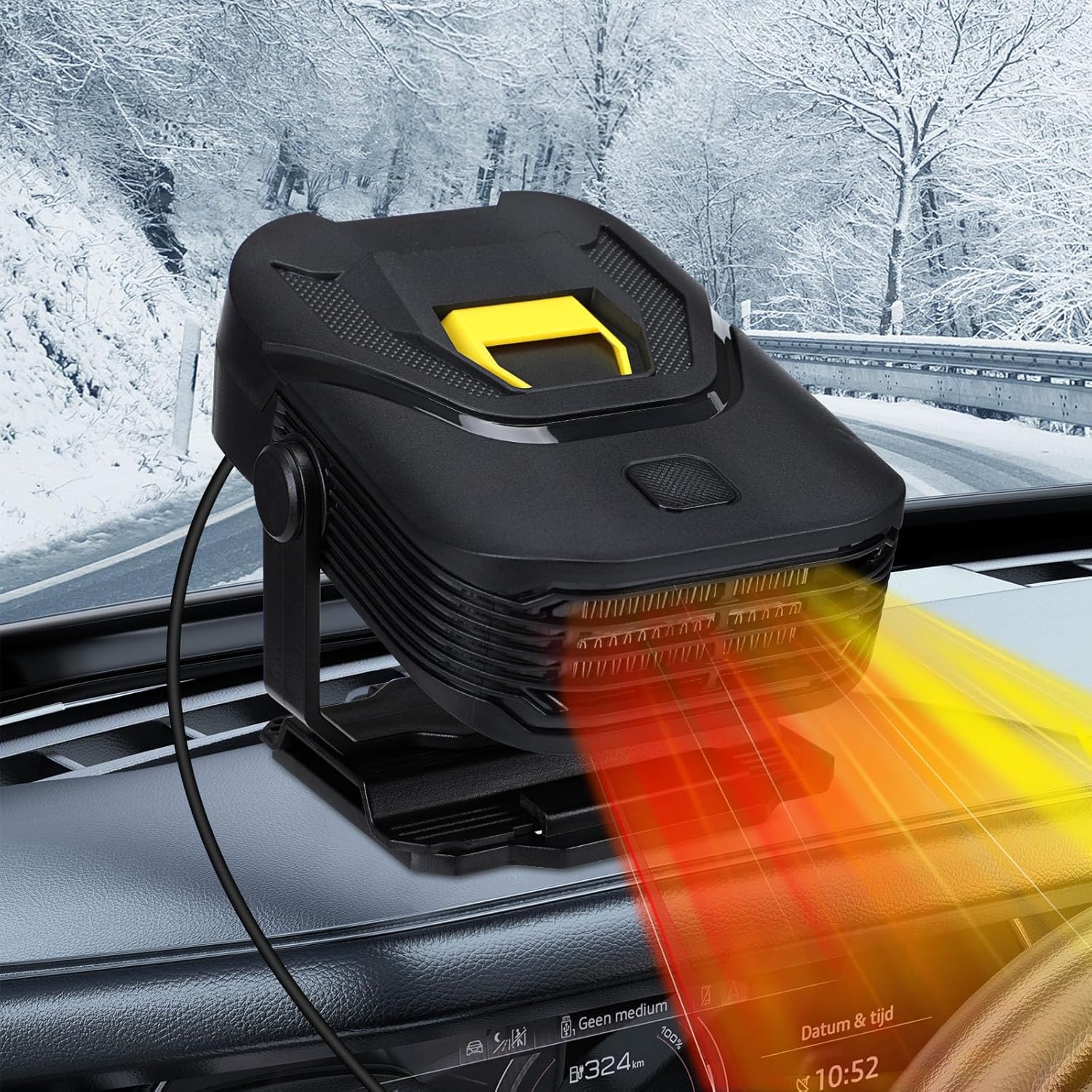 Chauffage Voiture 12V Portable 2-en-1 - Dégivrage Pare-brise Et Ventilateur, Rotation 360°, 150W - 2