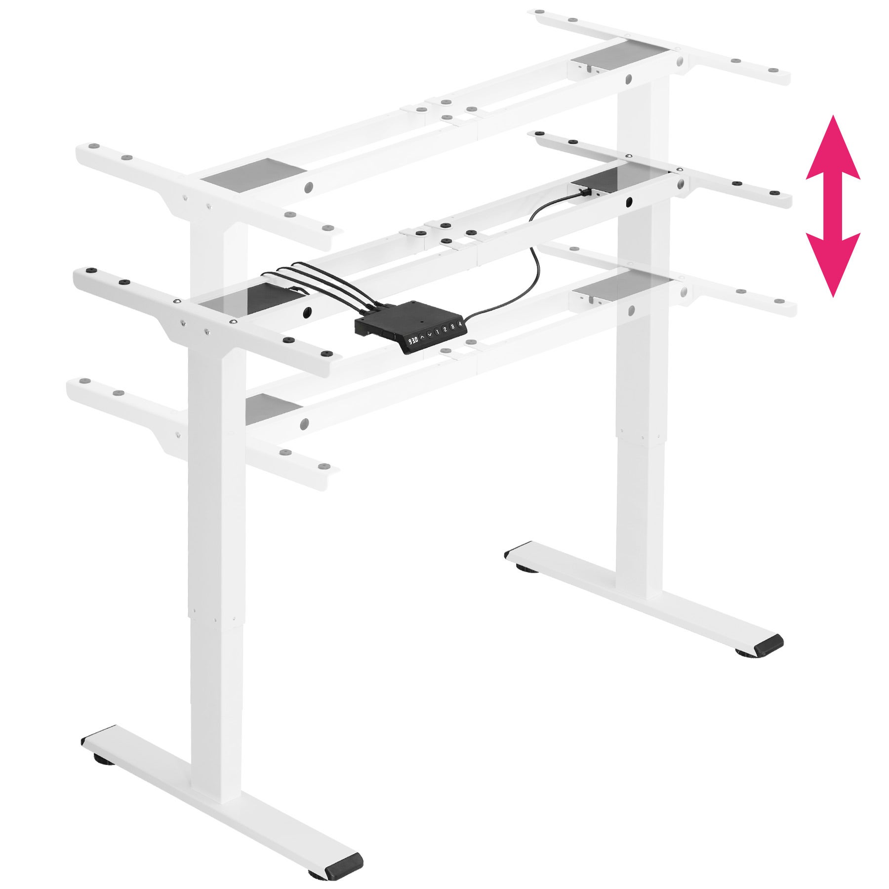 Tectake Bureau Assis Debout MELVILLE Pied de Bureau Réglable en Hauteur 110-168x60x70-119cm - blanc - 2