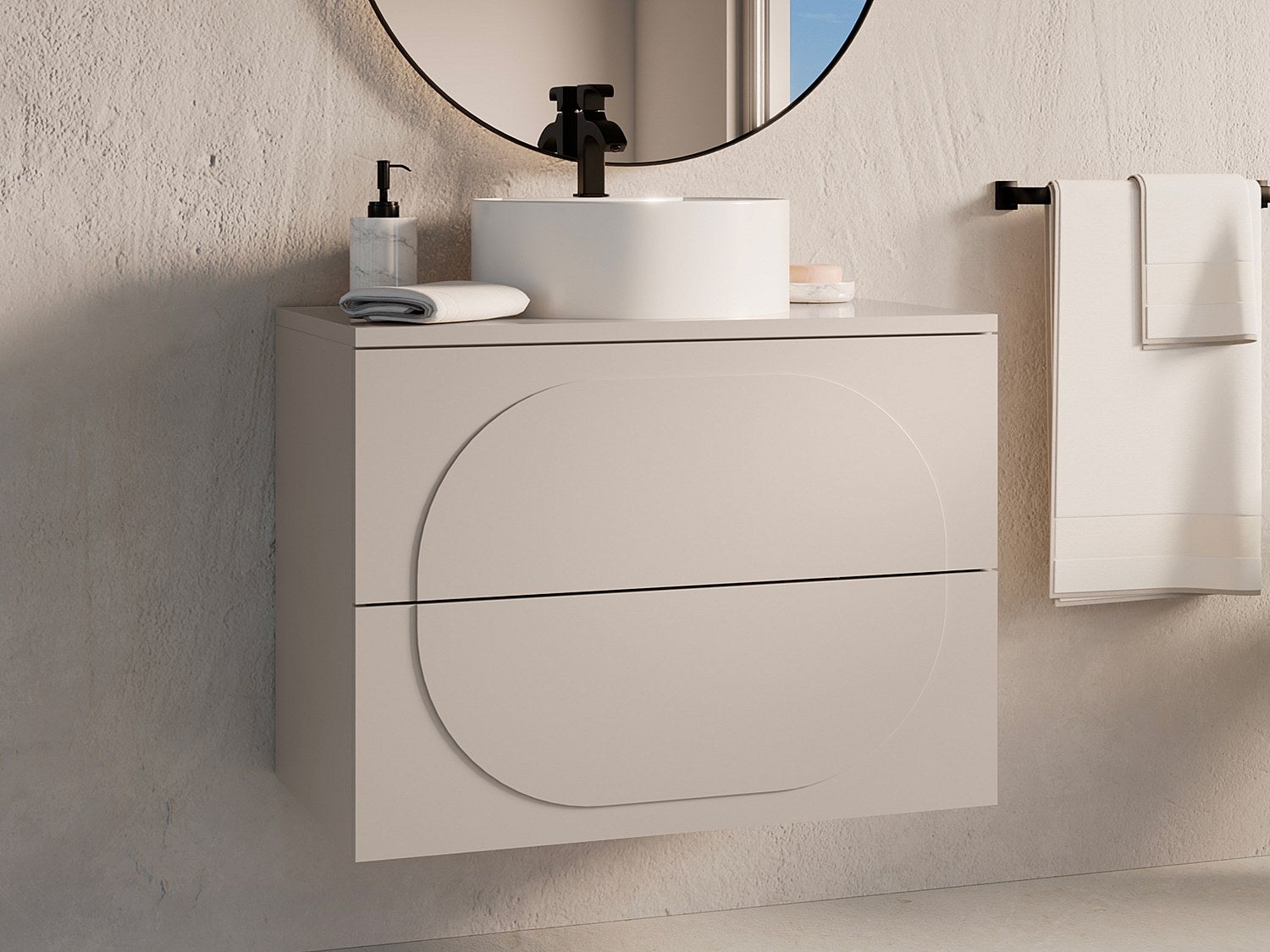 Szafka łazienkowa wisząca - Beżowa - 80 cm - VUTOMA