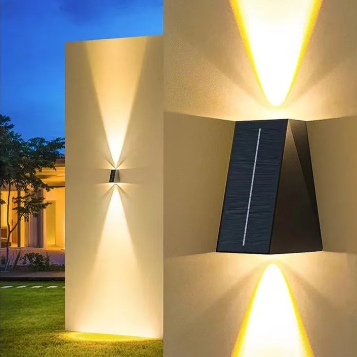 Solarna lampa ścienna LED, oświetlenie zewnętrzne góra-dół, oświetlenie do mycia ścian, wodoodporność IP65, światło słoneczne od zmierzchu do świtu