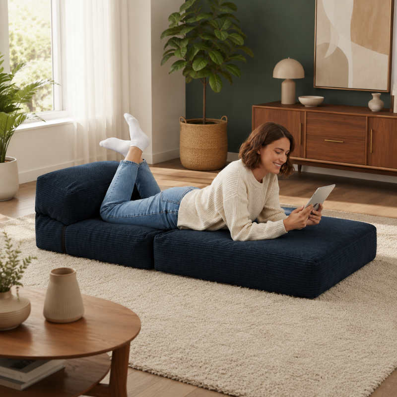 Poltrona cama com capa removível 70x190 cm BANANAIR azul escuro - 9